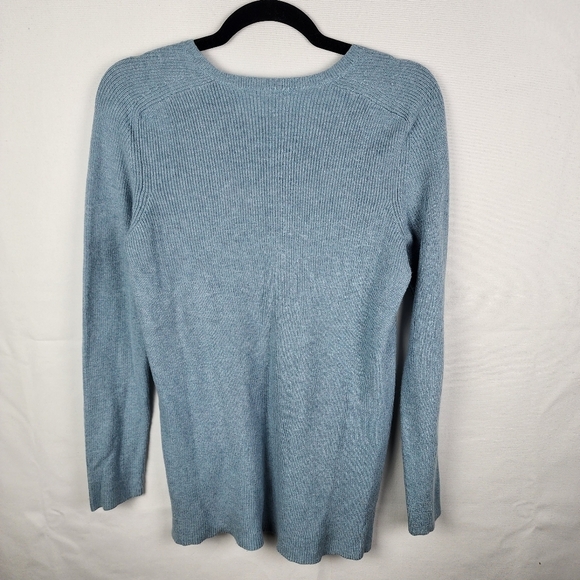 J Jill Ribbed Knit V-neck Blue Sweater Size Small - Picture 2 of 6